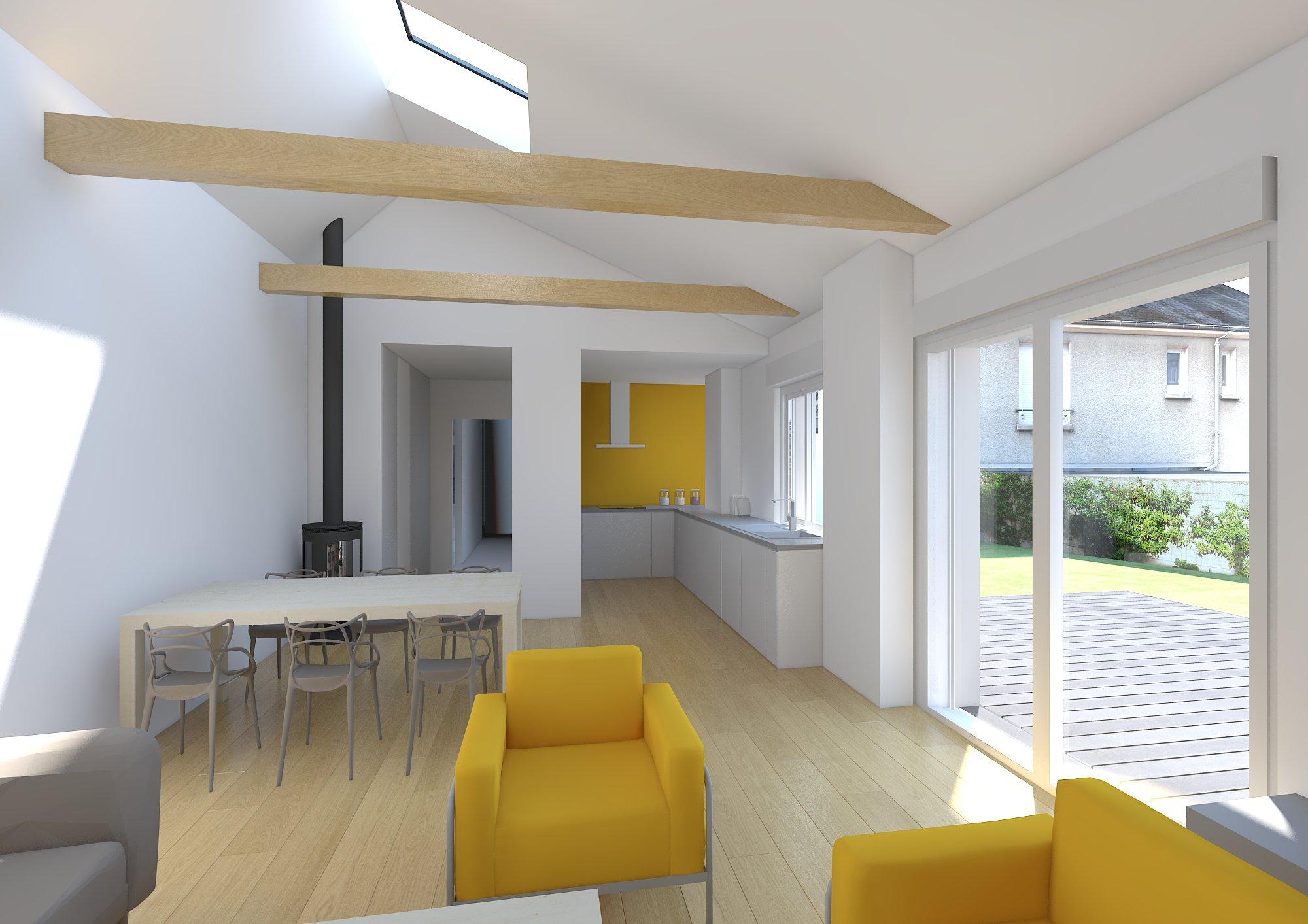 Perspective du projet de salon : variante n°1