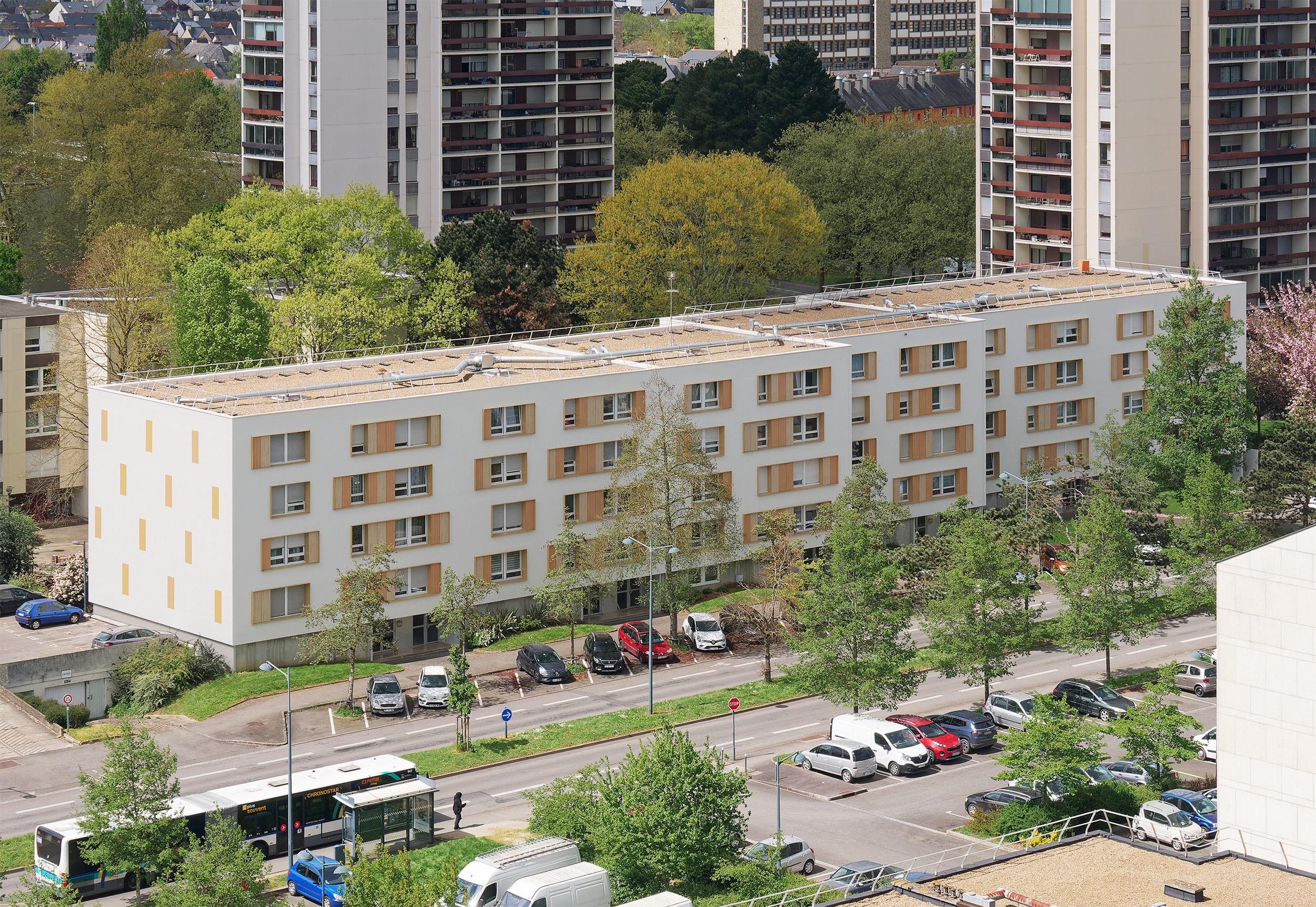 Photographie aérienne des travaux terminés, Angle Sud-Est