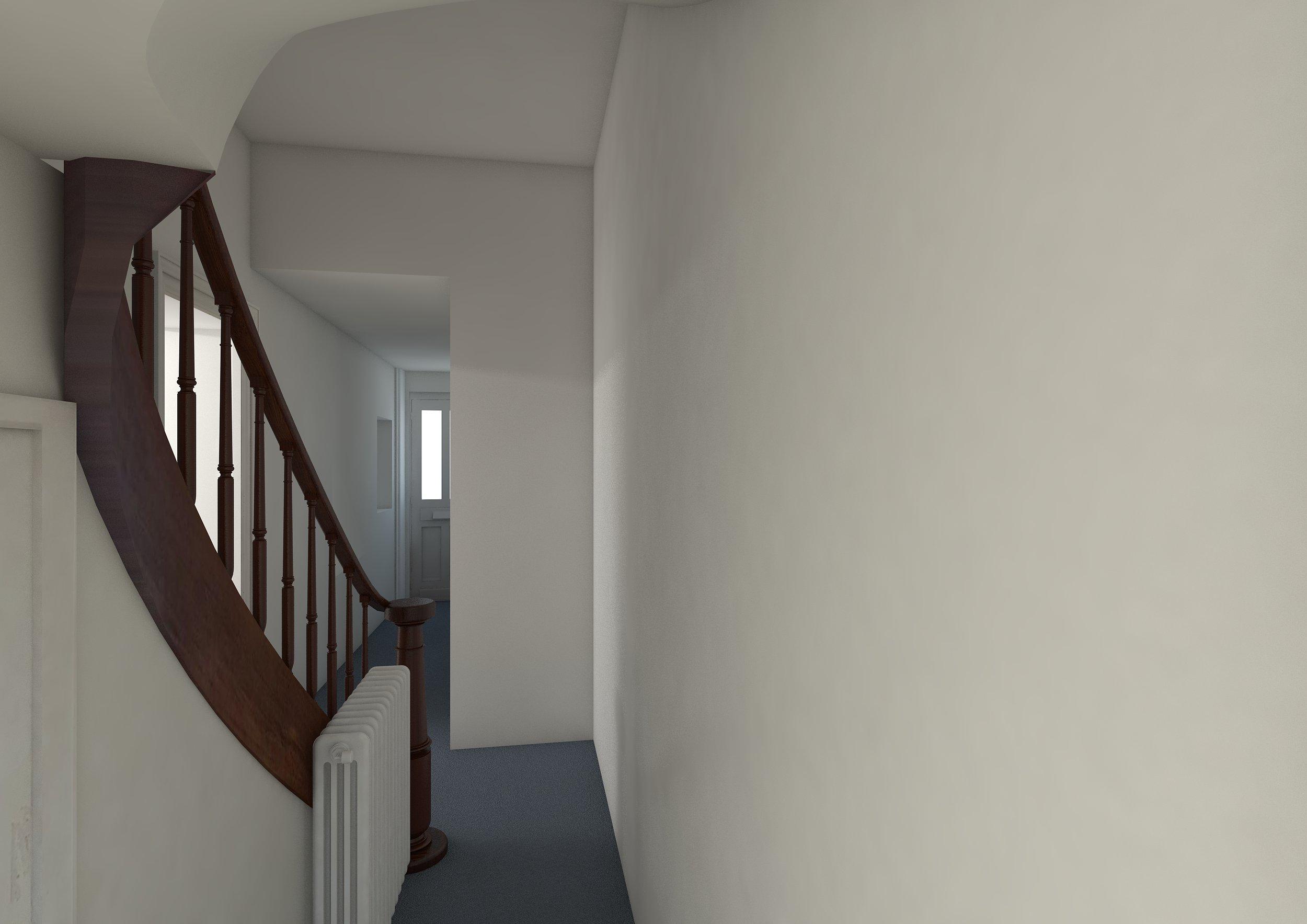 Visuel de l'existant : Couloir vue depuis l'accès à la terrasse