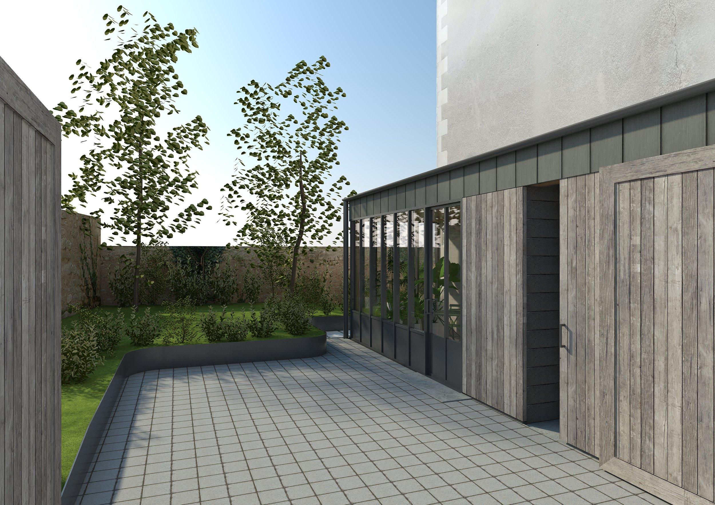 Visuel Projet : Jardin et extension (garage à vélos, nouvelle entrée & véranda)